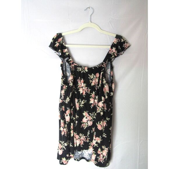 EUC Torrid Size 2 Black/Pink Babydoll Super Soft Slub Ruffle Shoulder Tank - Picture 3 of 3